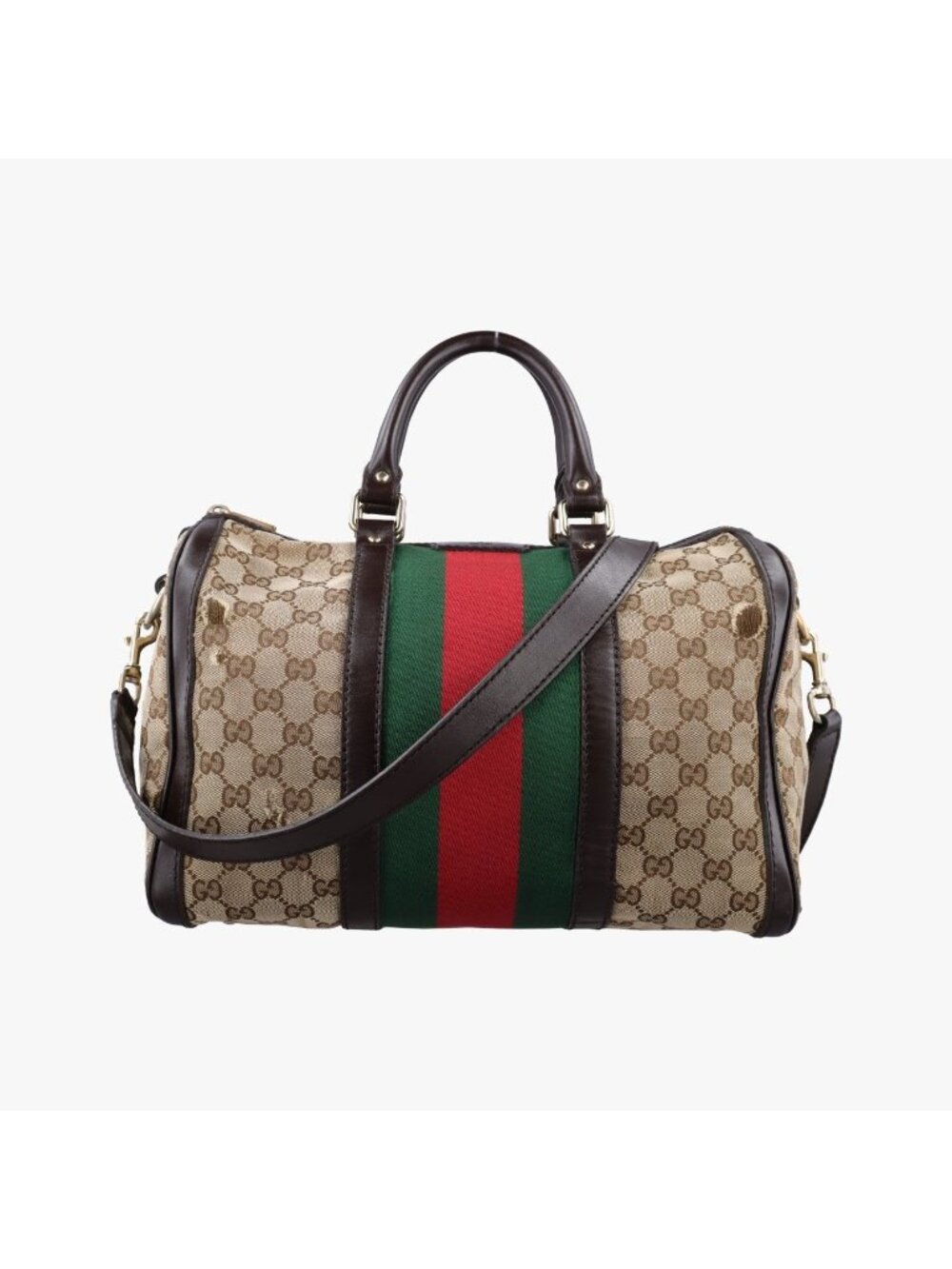 Gucci Sherry Line Beige Green Red Canvas Leather
